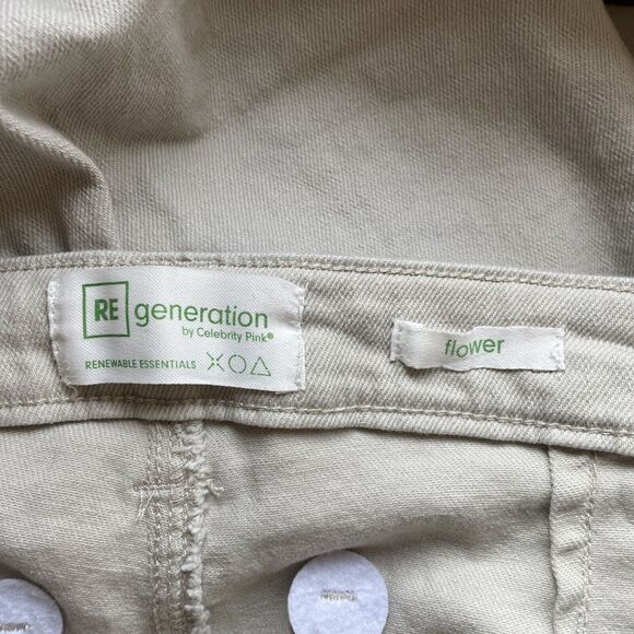 RE Generation Celebrity Pink Sz 7/28 JEANS Frayed Flared Wide Bell Beige - Picture 7 of 8